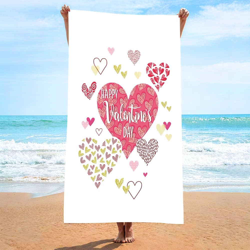 Outdoor Camping Blanket - Heart Symbol Bath Towel 27x55inch Beach