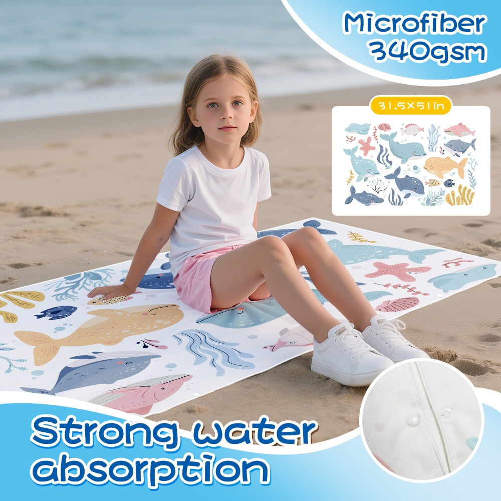 Cartoon Pattern Beach Towel Ki - Outdoor Camping Blanket 评论和价格