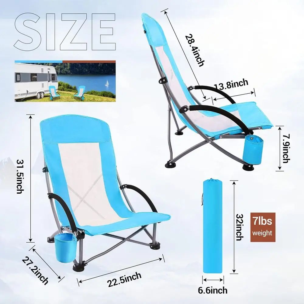 Portable 2-Pack Blue Beach Cha - Outdoor Camping High Chair 评论和价格