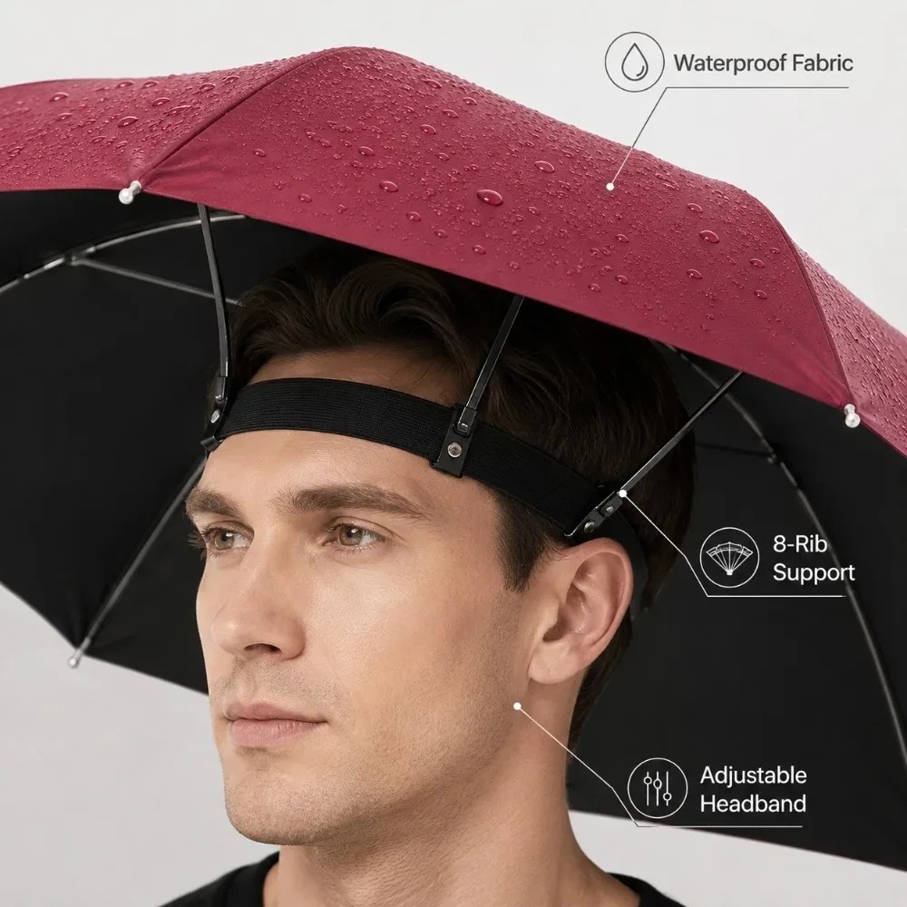 Foldable Head Umbrella Hat Han - Outdoor Camping Umbrella 评论和价格
