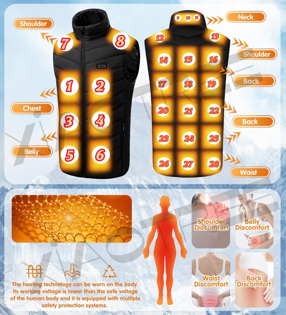 28/9 Areas Heated Vest Men Jac - Camping Outdoor Clothing 评论和价格