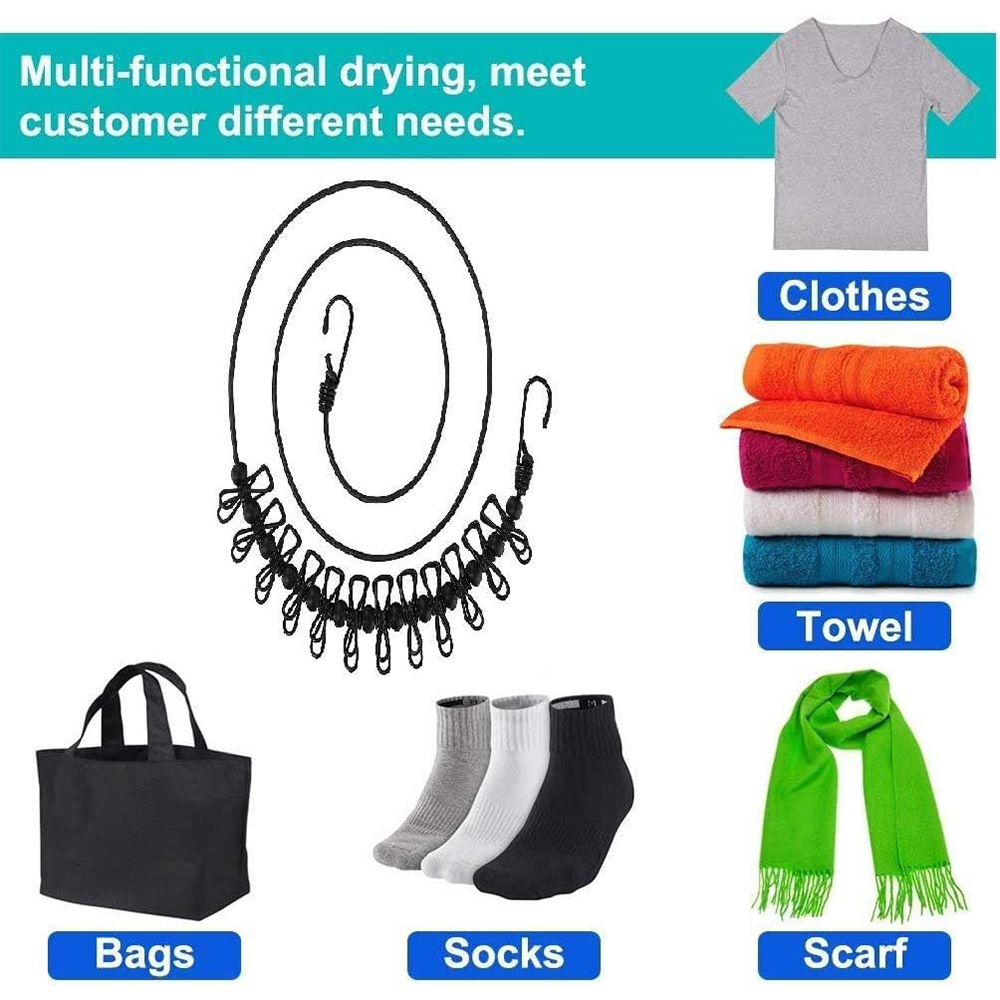 Portable Clothesline with 12 C - Camping Outdoor Clothing 评论和价格