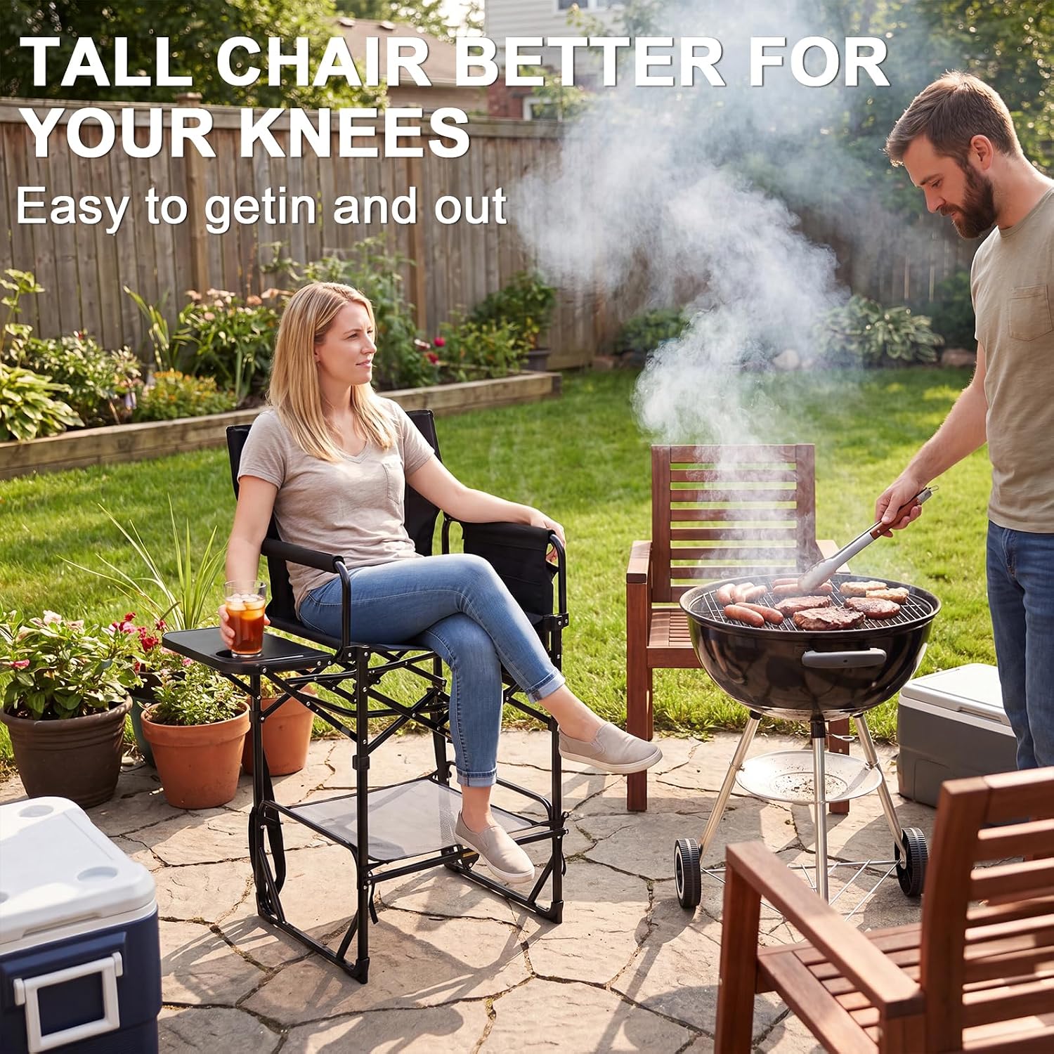 2 Pack Extra Tall Folding Camp - Outdoor Camping High Chair 评论和价格