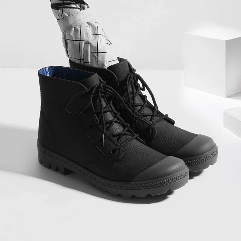Winter Men Rain Boots Lace-up  - Outdoor Camping In Winter 评论和价格
